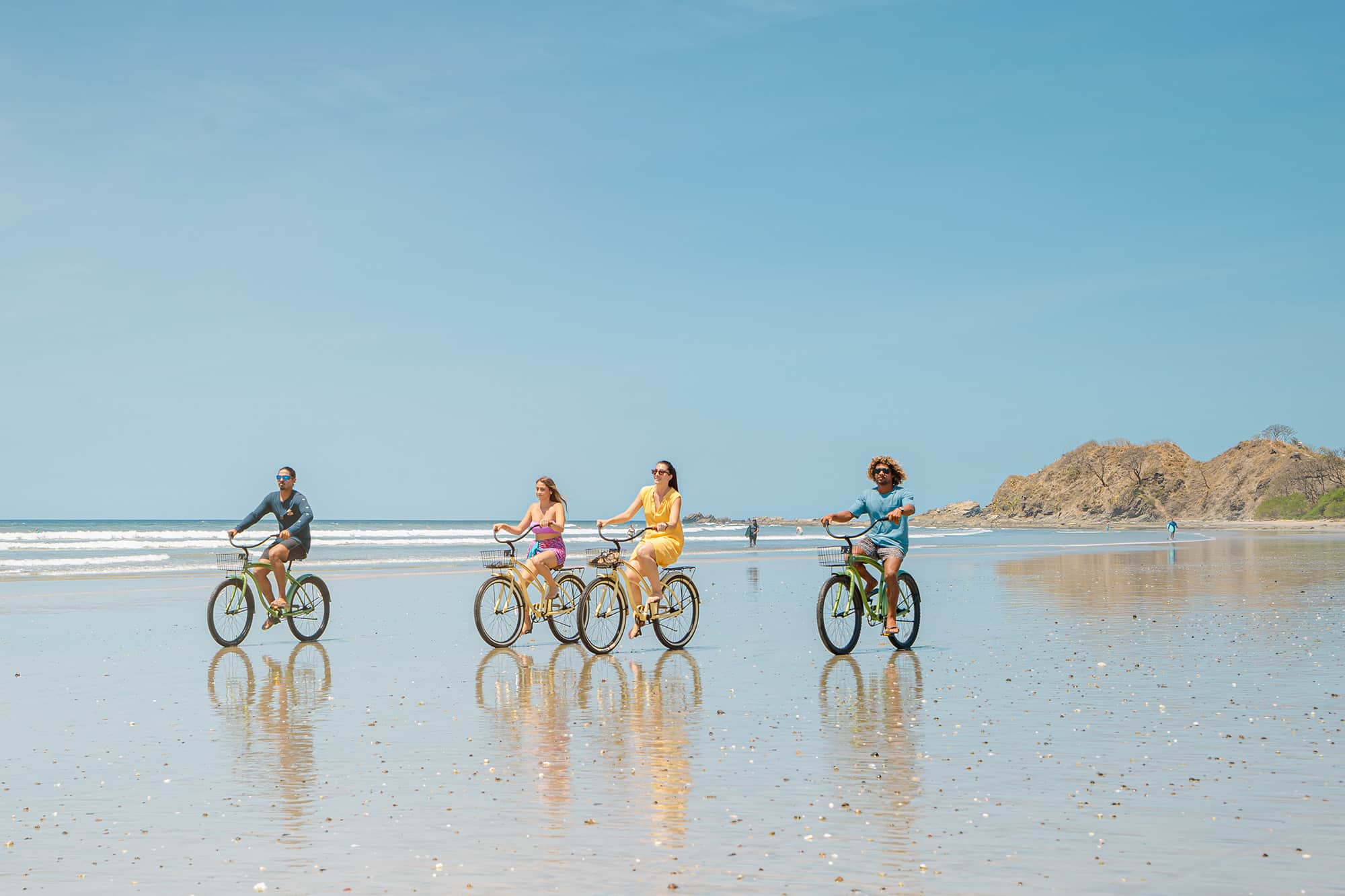 biking on beach